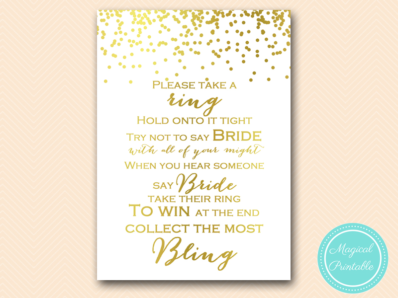 Gold Foil &amp; Navy Bridal Shower Games - Magical Printable