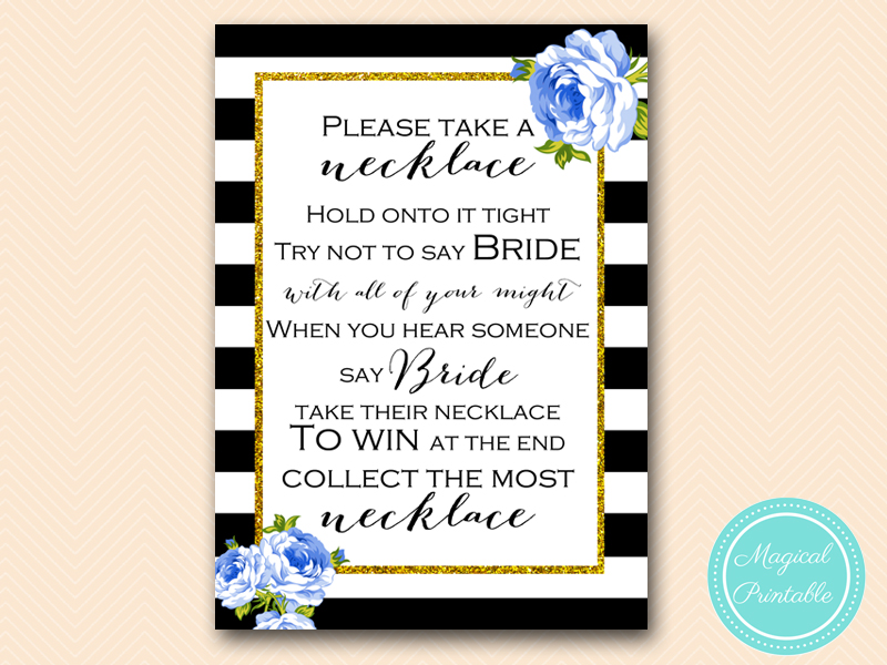 Blue Floral Bridal Shower Games - Magical Printable