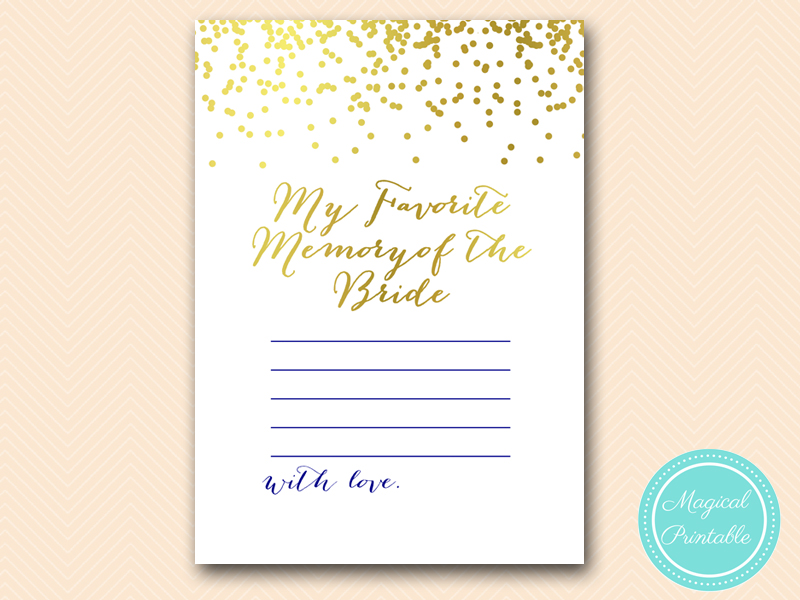 Gold Foil &amp; Navy Bridal Shower Games - Magical Printable