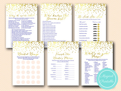 gold foil and navy blue bridal shower game pack download bs159