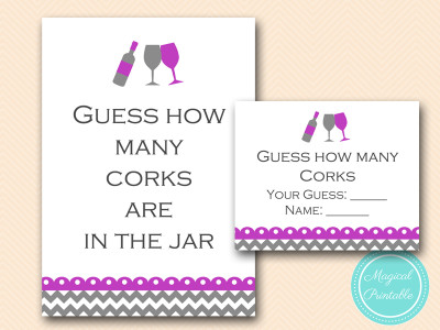 guess how many corks are in the jar game, wine bridal shower game