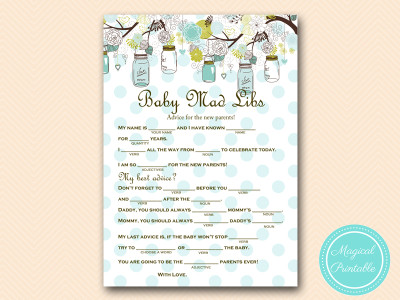 mad libs baby shower game
