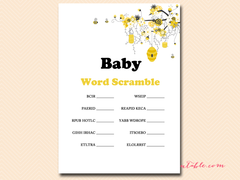 Bee Themed Baby Shower Games - Magical Printable