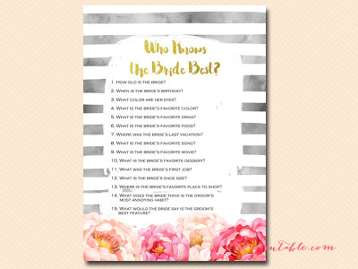 who knows the bride best game bridal shower