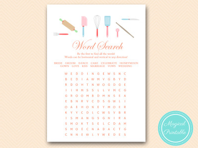 word search bridal shower game