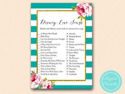 BS13-disney-love-songs-floral-teal-stripes-bridal-shower-game