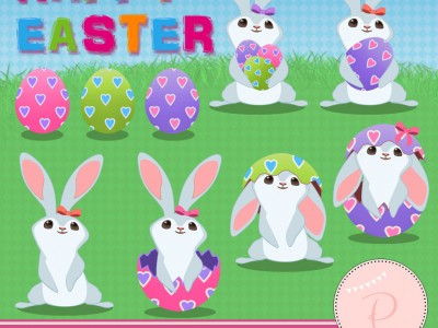 Rabbit Clipart, Easter Clipart, Girl Clipart bunnies cliparts