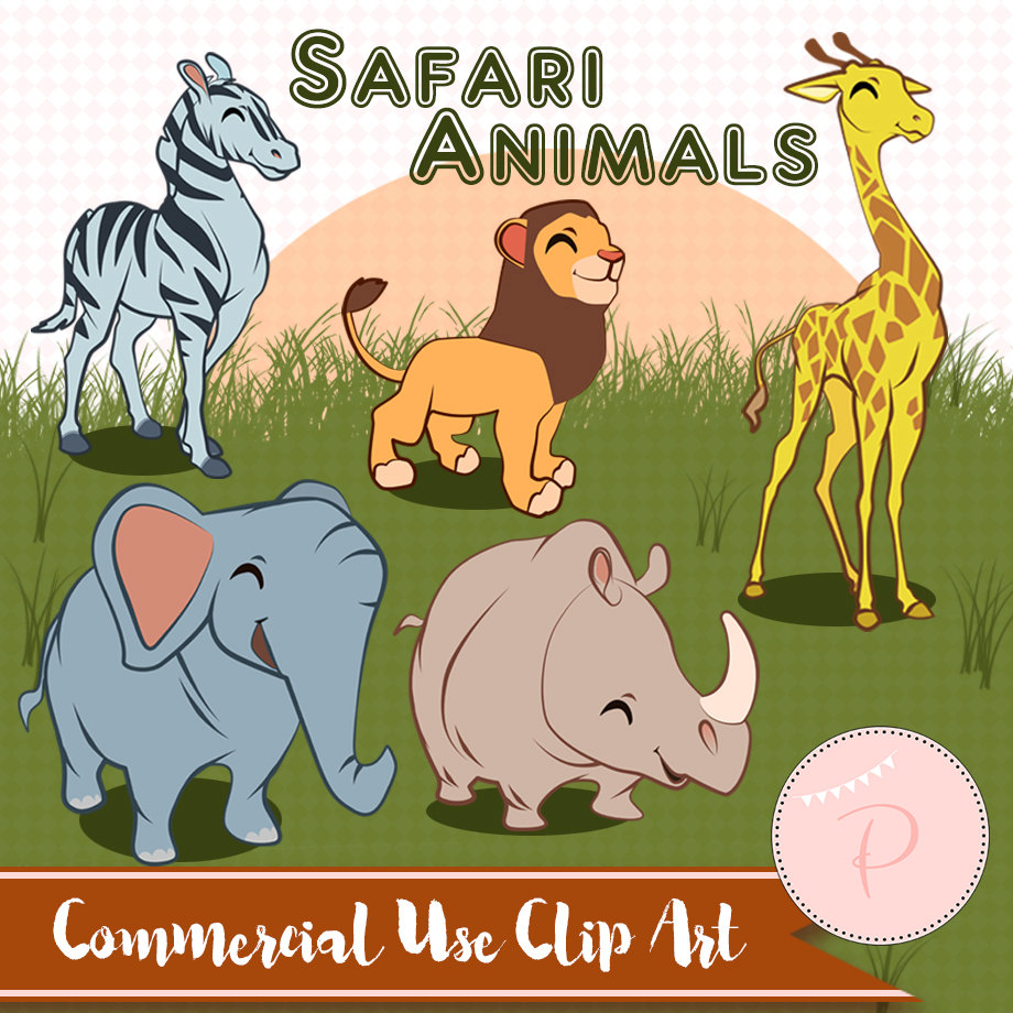 Safari Animals Clipart, Africa Clipart, Jungle Animals - Magical Printable