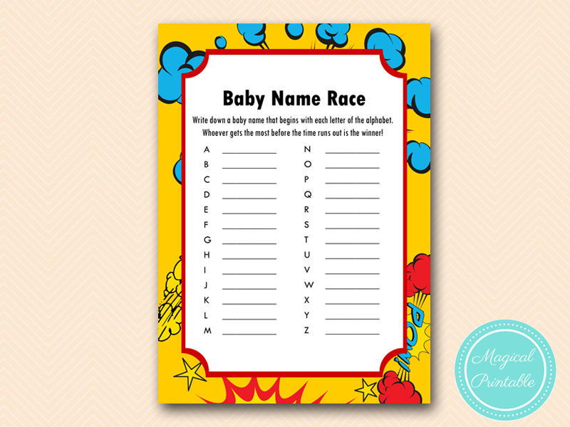 Superhero Baby Shower Game - Magical Printable