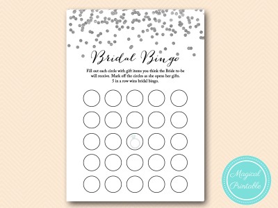 bridal bingo gift Silver Foil Confetti Bridal Shower Games Pack