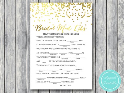 bridal-mad-libs-vows gold confetti bridal shower games