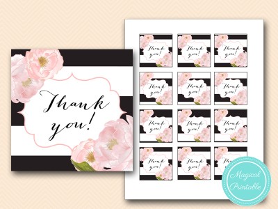 bs150 peonies floral bridal shower thank you tags, bridal shower favors, wedding thanks