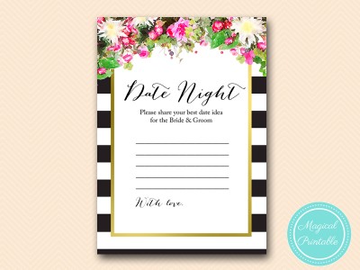 date-night-card  pink floral black stripes gold