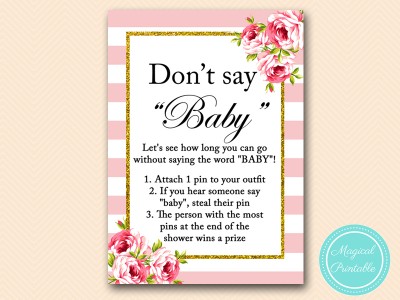dont say baby version b 1 Pink Floral Chic Baby Shower Game Packpin