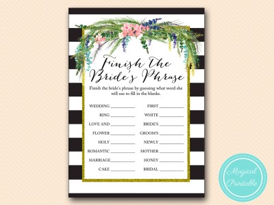 finish-bride-phrase-Luau Bridal Shower Game, Hawaiian, Spring, Wedding Shower