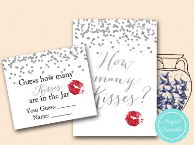 guess how many kisses are in the jar Silver Foil Confetti Bridal Shower Game