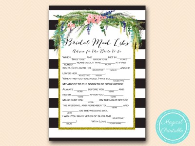 mad-libs-bridal-advice--Luau Bridal Shower Game, Hawaiian, Spring, Wedding Shower