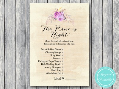 price-is-right-bohemian, boho-bridal-shower-game