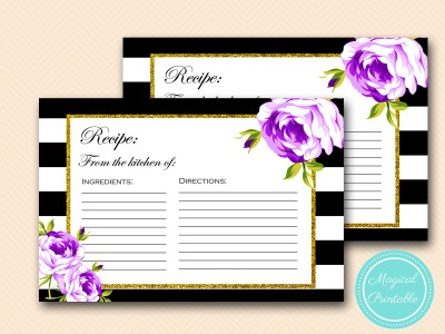 recipe for the bride cards purple floral