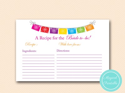 recipe for the bride to be fiesta bridal shower, luau bridal shower
