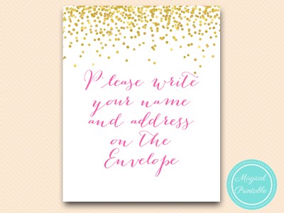 sign-name-address-on-envelope-8x10-SN33 hot pink gold confetti