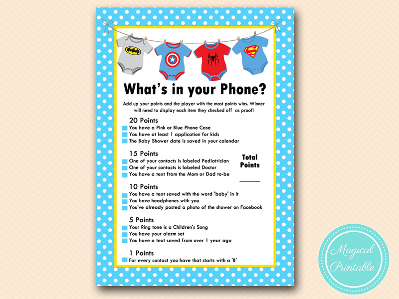 Superhero Baby Shower Game Pack - Magical Printable