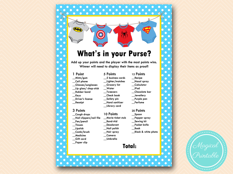 Superhero Baby Shower Game Pack - Magical Printable
