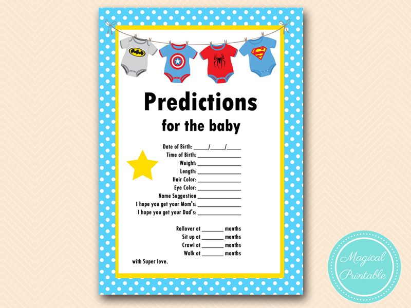 Superhero Baby Shower Game Pack - Magical Printable