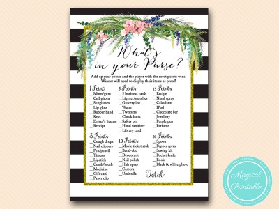 whats-in-your-purse-Luau Bridal Shower Game, Hawaiian, Spring, Wedding Shower
