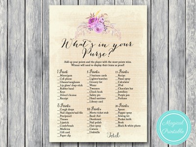 whats-in-your-purse-bohemian, boho-bridal-shower-game