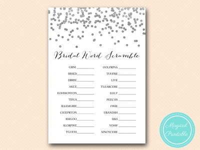 word scramble-bridal Silver Foil Confetti Bridal Shower Game