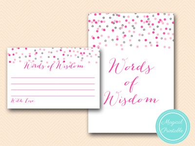BS179-words-of-wisdom-cards-Pink-silver-confetti-bridal-shower-games