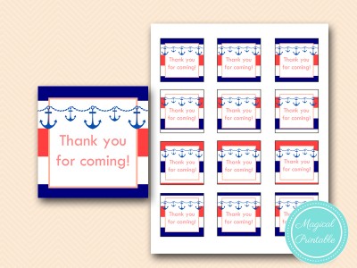 BS180-2inches tags NAVY AND CORAL bridal shower baby shower favor thank you tags