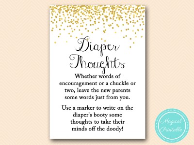 TLC148-diaper-thoughts-sign-5x7-gold-baby-shower-games-confetti-sprinkle
