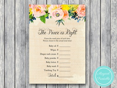 TLC150-price-is-right Burlap Rustic Floral baby shower games