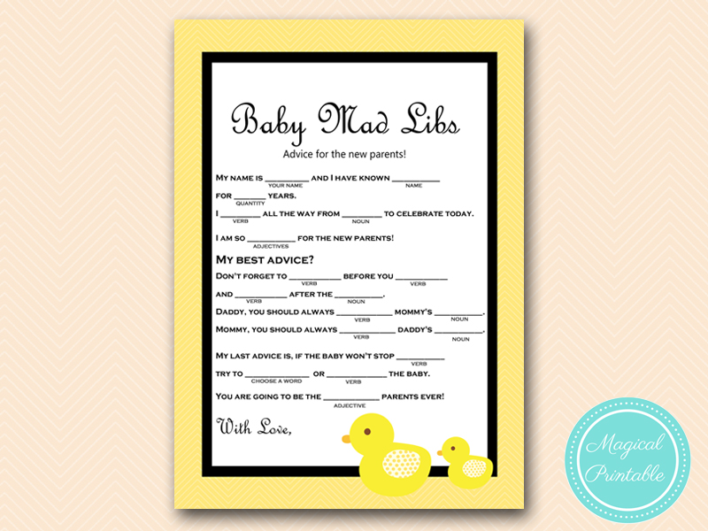 Duck Baby Shower Game Printable Magical Printable