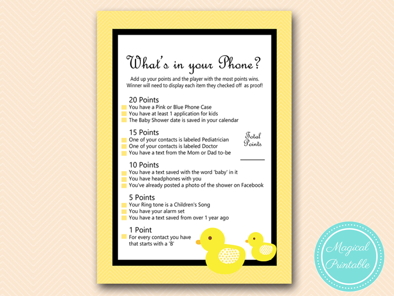 Duck Baby Shower Game Printable Magical Printable