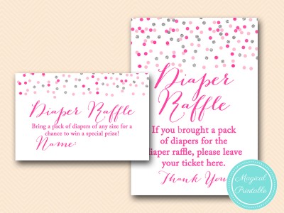 TLC179-diaper-raffle-sign-Pink-silver-confetti-baby-shower-games