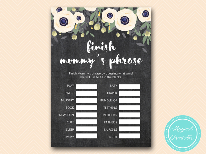 Outdoor Garden Chalkboard Baby Shower Games Magical Printable