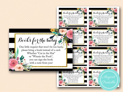 TLC402-books-for-the-baby-cat-in-the-hat-FLORAL-GOLD-BABY-SHOWER-GAME