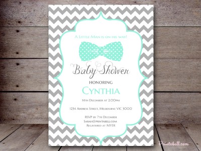 TLC405 editable a little man is on his way baby shower invitation