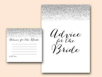 advice for the bride card silver bridal shower