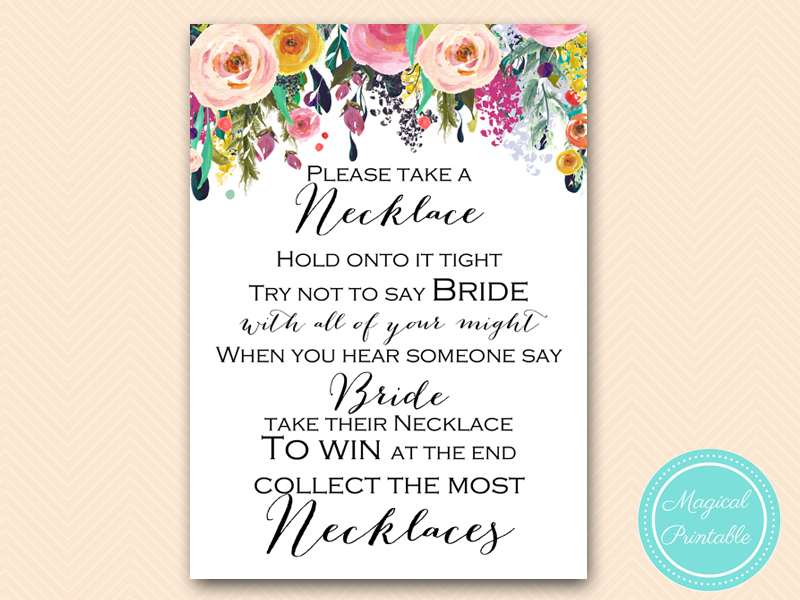 Floral Shabby Chic Garden Bridal Shower Games - Magical Printable