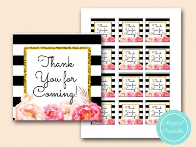 FREE thank you tags peonies floral black gold thank you tags