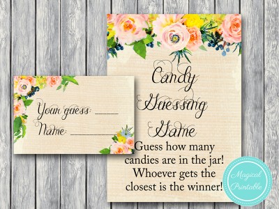 tlc150 candy guessing game burlap rustic baby shower bridal sohwer