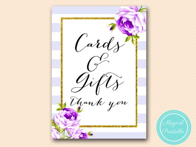 SN411-sign-cards-gifts-purple-lavender-bridal-shower-baby-wedding-sign