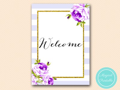 SN411-sign-welcome-purple-lavender-bridal-shower-baby-wedding-sign