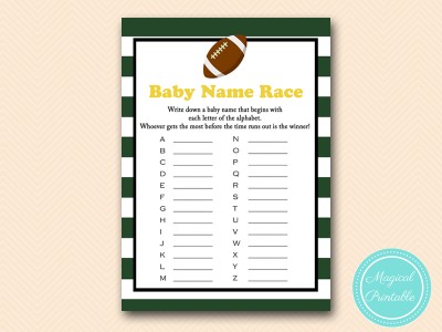 TLC409-baby-name-race-football-baby-shower-games-Green Bay Packers