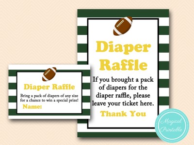 TLC409-diaper-raffle-sign-football-baby-shower-games-Green Bay Packers
