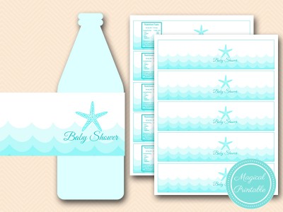 baby shower water bottle labels beach nautical bs28